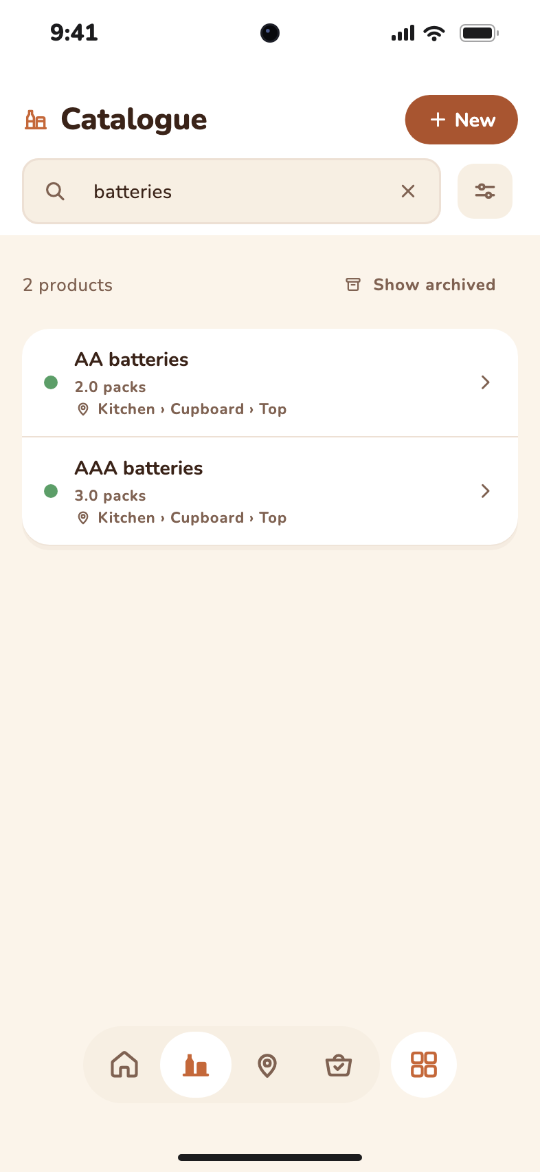 Searching “batteries”